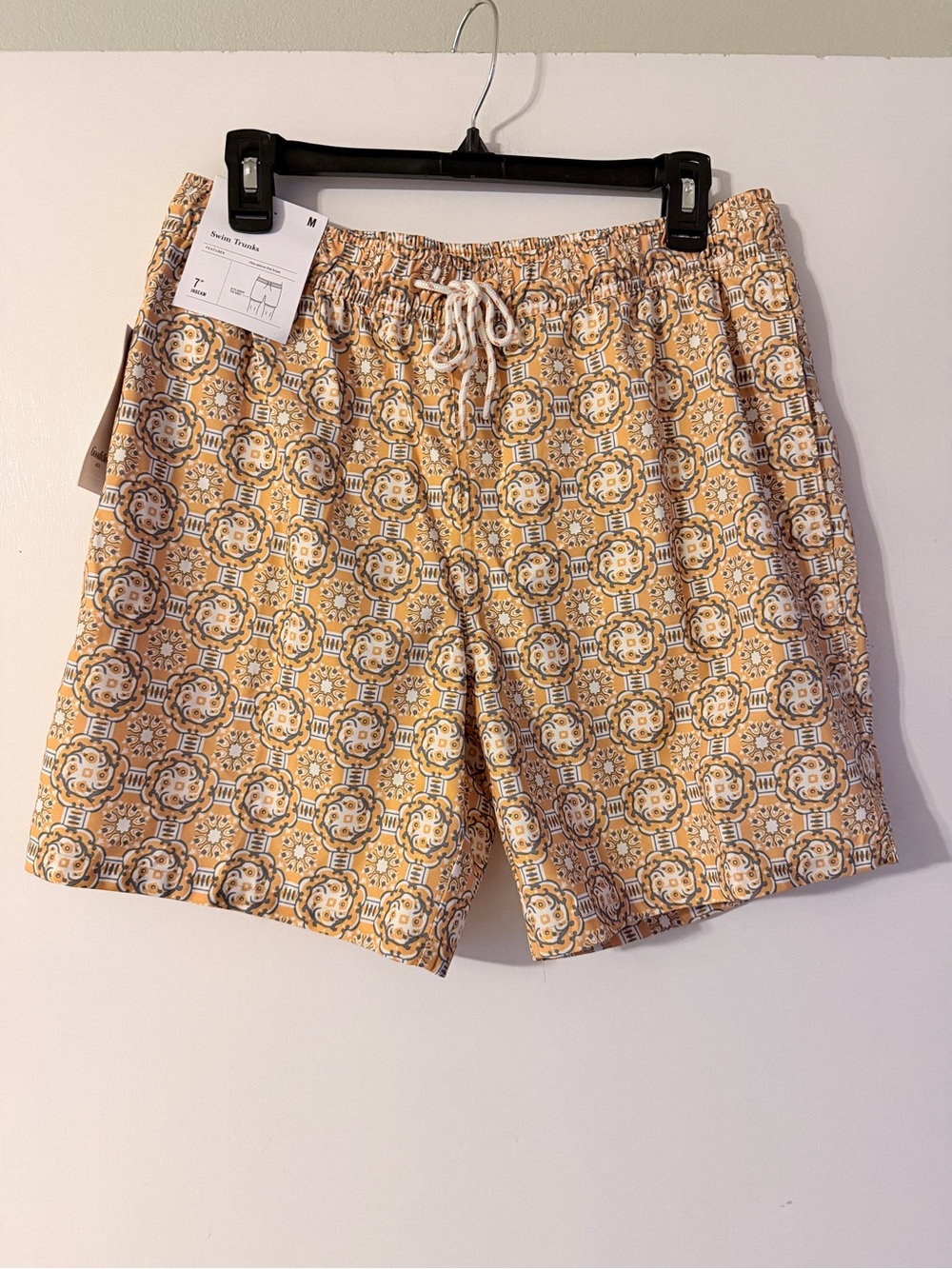 Goodfellow & Co Yellow Floral Tile Swim Trunks NEW